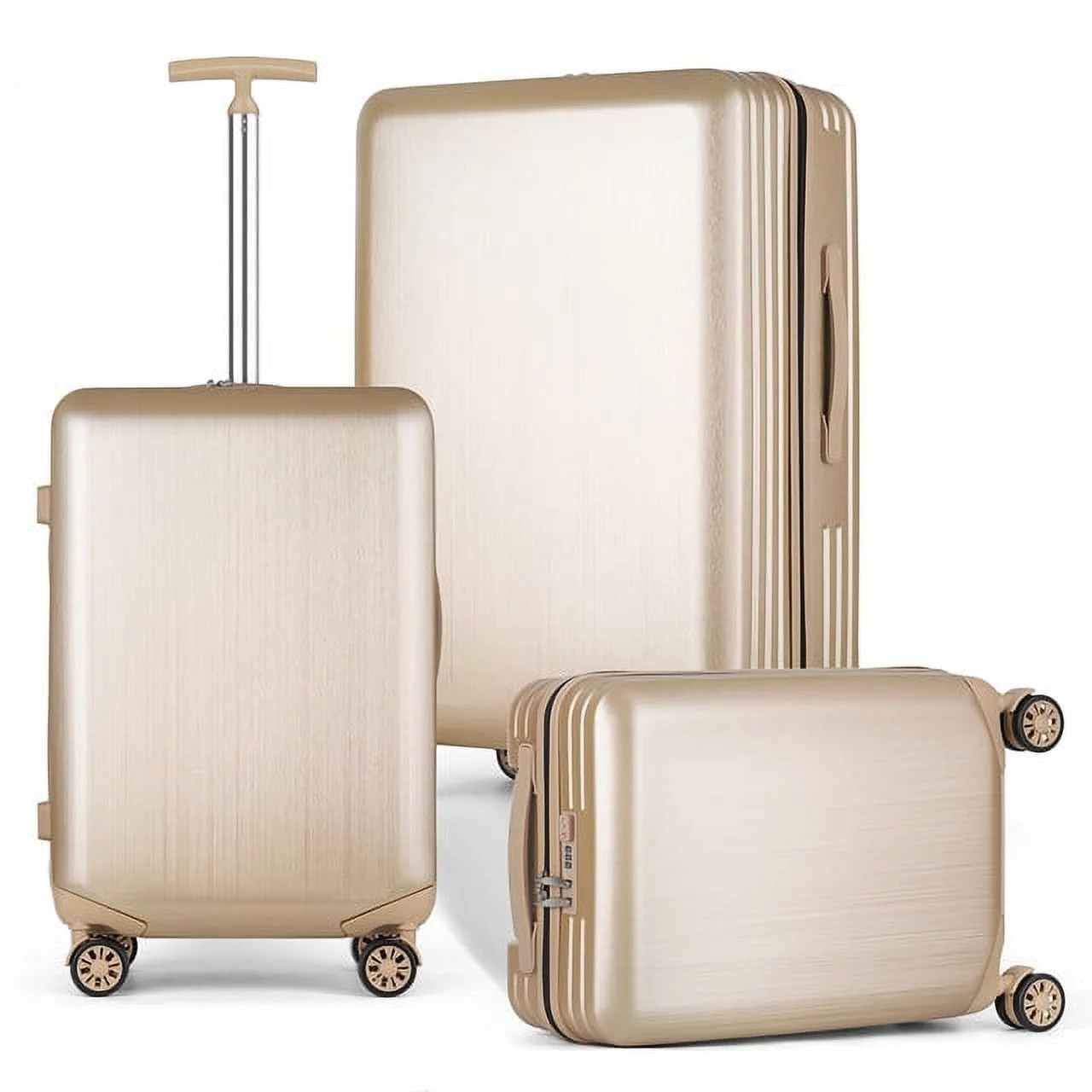 Hikolayae Mesa Collection Hardside Spinner Luggage Sets in Champagne, 3 Piece - TSA Lock - Walmar... | Walmart (US)