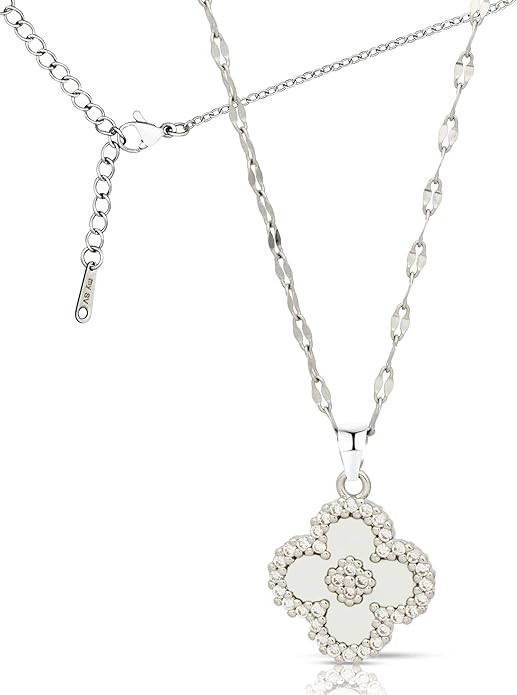 Four Leaf Clover Pendant Necklaces for Women 18K Gold Plated Multi Color: Mother of Pearl, Black ... | Amazon (US)