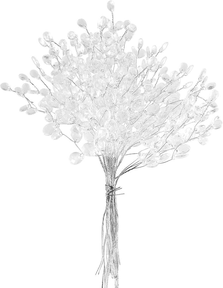 50 Stems 16cm Artificial Bouquet Acrylic Bead Drops Spray for Wedding DIY Craft White Artificial ... | Amazon (US)