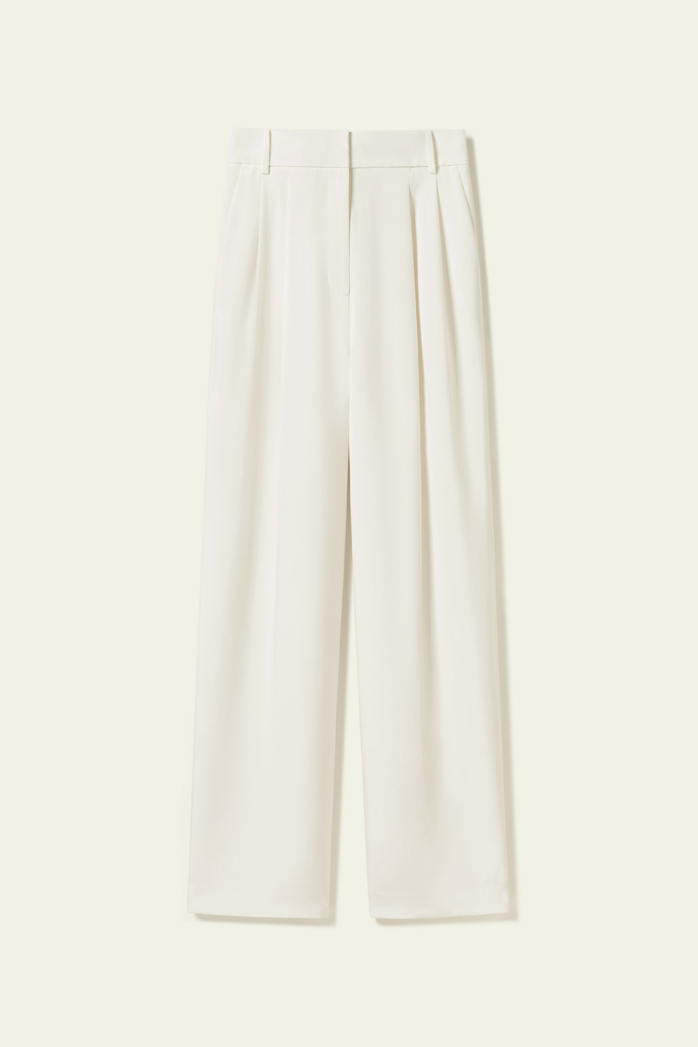 Pleated Silk Crepe Straight-Leg Pants | LILYSILK