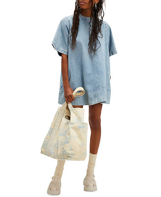 Free People Women's Denim Harlow Mini Dress - Macy's | Macy's