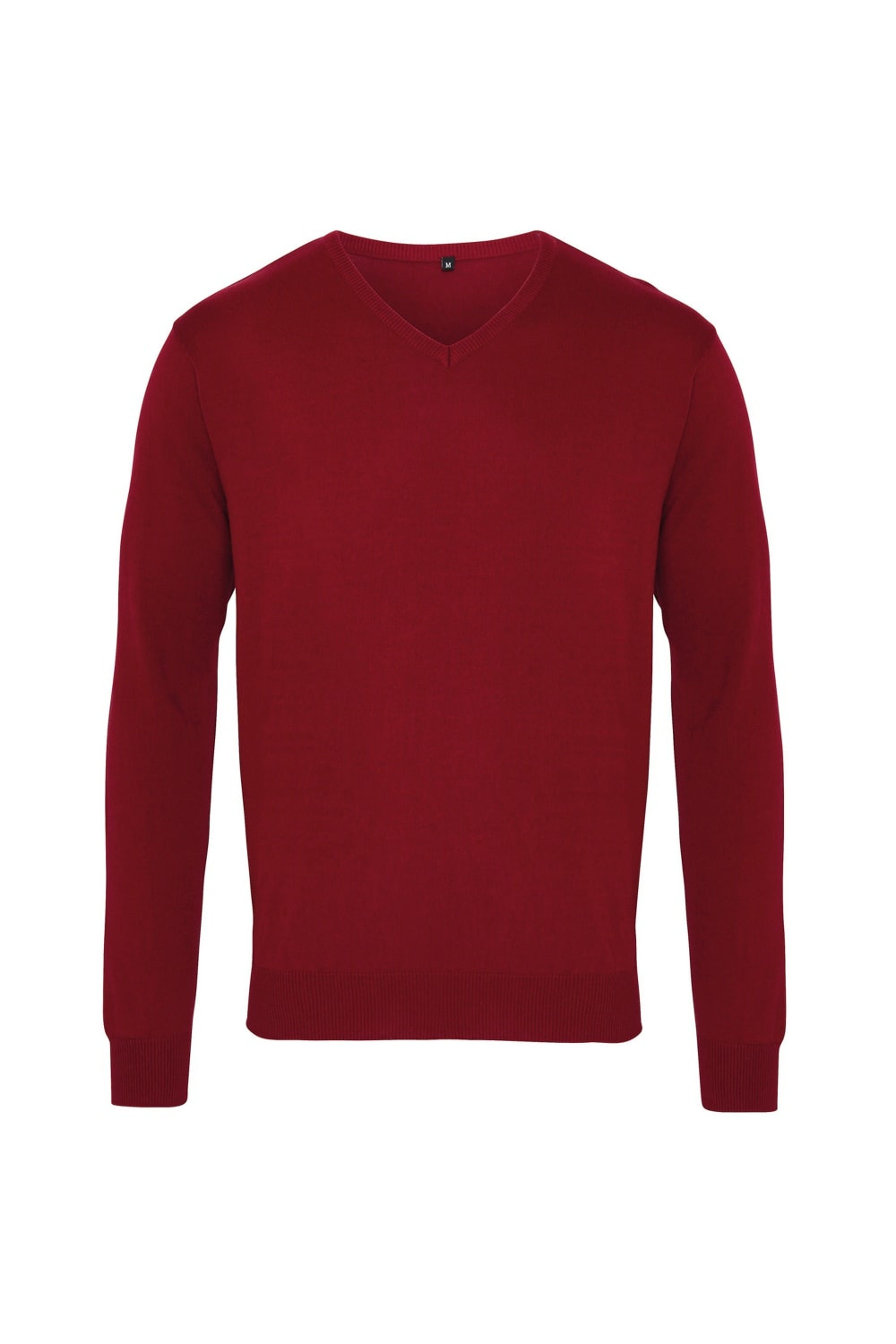 Premier Mens V-Neck Knitted Sweater (Burgundy) - XL - Also in: L, 2XL, XXS, XS, XXXL, S, M | Verishop