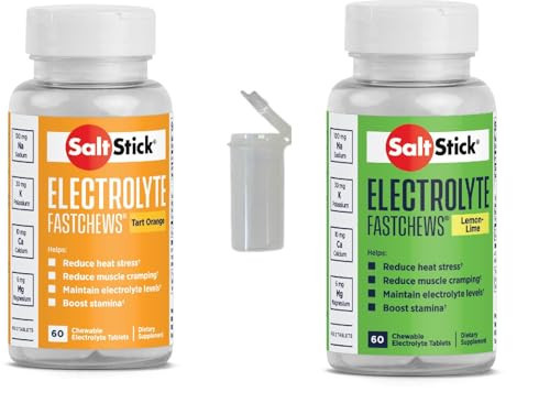 SaltStick FASTCHEWS® Variety 2-Pack - 60 Count Bottles of Tart Orange & Zesty Lemon-Lime with Free Race Ready Tube | Amazon (US)