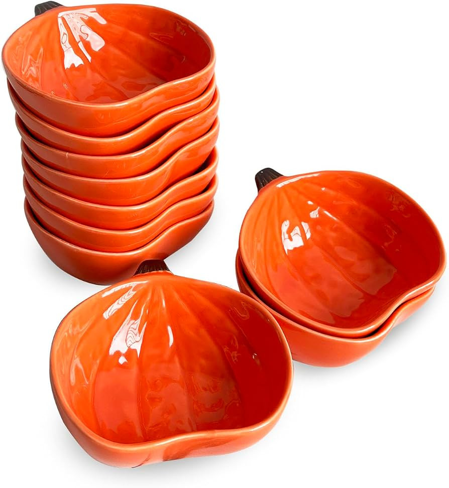 Ceramic Pumpkin Ramekins Set, Small Bowls for Baking Souffle, Pudding, Serving Snack, Dessert, 6O... | Amazon (US)