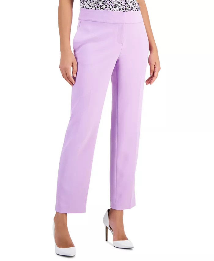 Kasper Petite Stretch-Crepe Mid-Rise Straight-Leg Pants - Macy's | Macy's