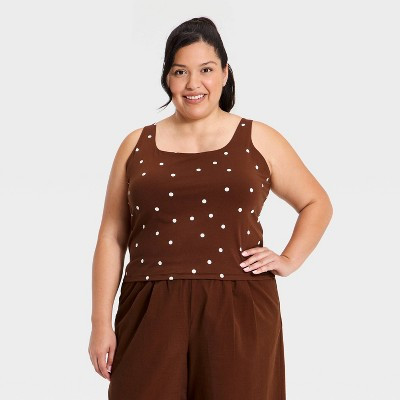 Women's Sculpt Square Tank Top - A New Day™ Brown 1X | Target