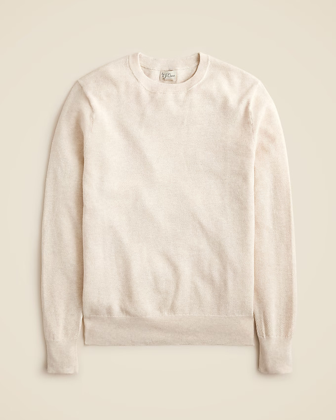 Cotton piqué-stitch crewneck sweater | J. Crew US