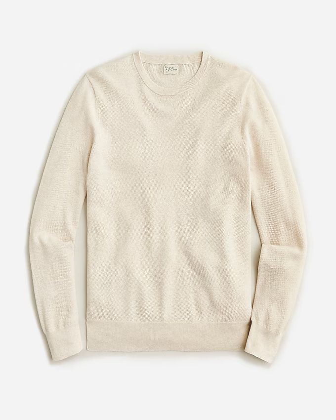 Cotton piqué-stitch crewneck sweater | J.Crew US