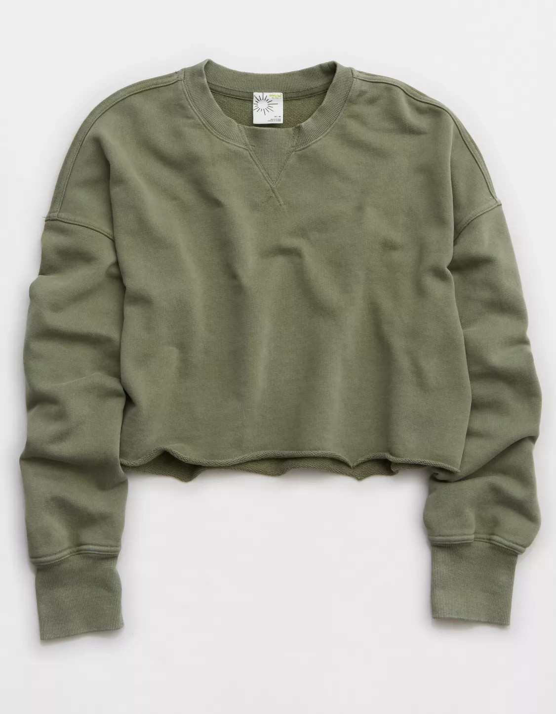 OFFLINE By Aerie Throw-Back Cropped Crewneck Sweatshirt | Aerie