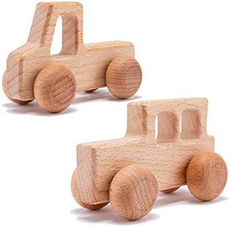 2PC Truck Shape Wooden Rattles Baby Teether Toys Montessori Inspired Teething Push Toys Perfect S... | Amazon (US)