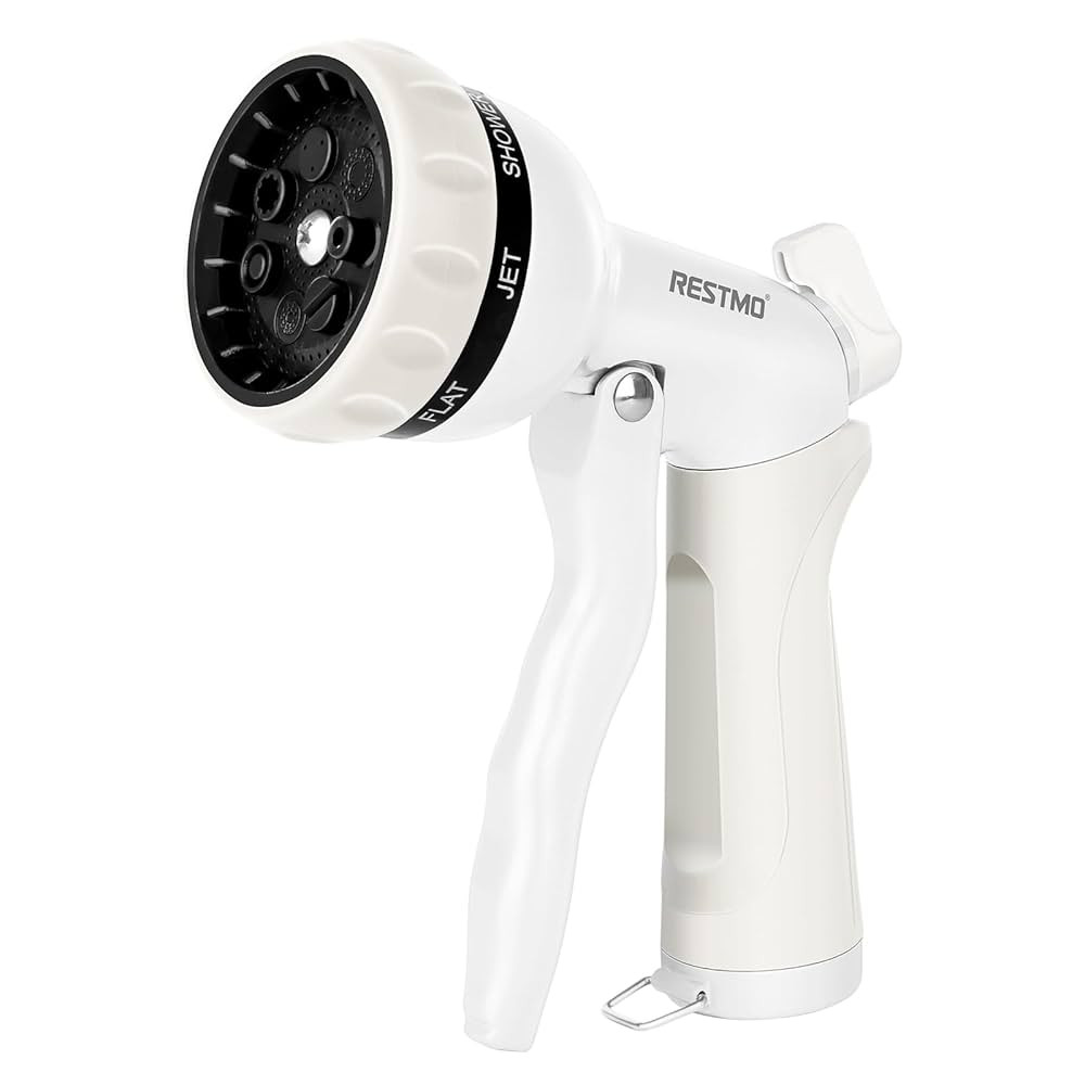 RESTMO Garden Hose Nozzle, Heavy Duty Metal Water Hose Nozzle with 7 Adjustable Spray Patterns, H... | Amazon (US)