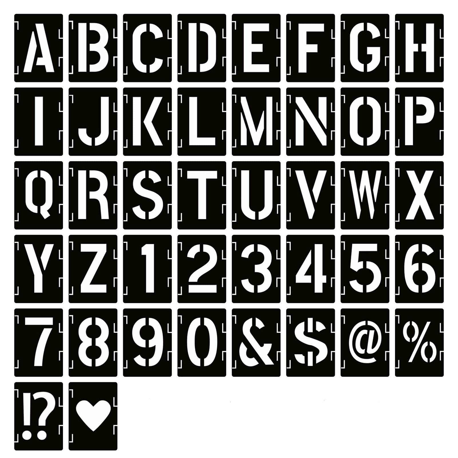 2 Inch Letter Stencils Symbol Numbers Craft Stencils, 42 Pcs Reusable Alphabet Templates Interlocking Stencil Kit for Painting on Wood, Wall, Fabric, Rock, Sign, DIY Art Projects | Amazon (US)