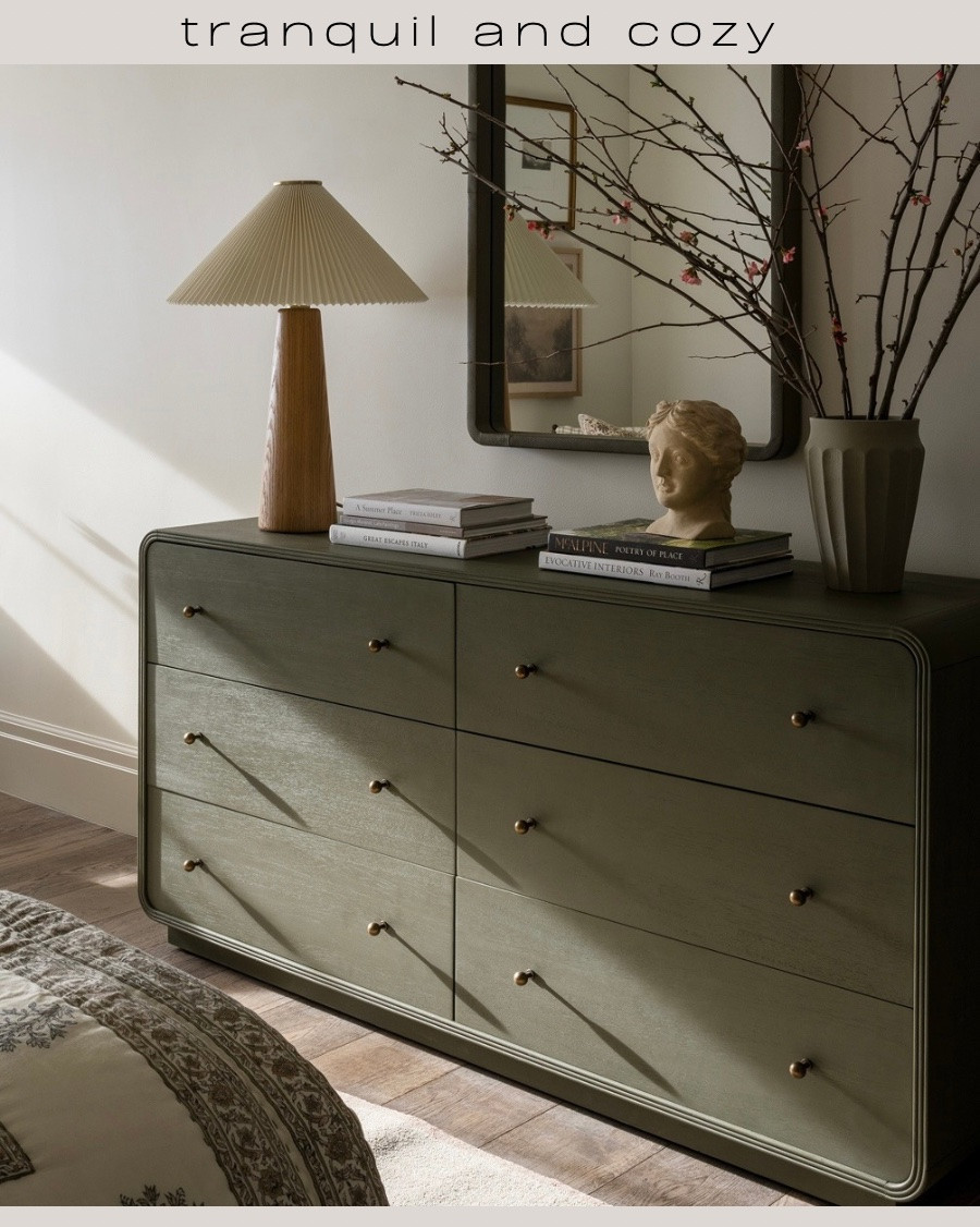 Bedroom refresh - gorgeous green dresser and bedroom decor, table lamp, mirror, bedding, quilt, vase, decorative box, beige, McGee home, Amazon, Pottery Barn style, room decor, neutral aesthetic, modern, minimalist, transitional, virtual interior design

#LTKhome #LTKsale #LTKstyletip