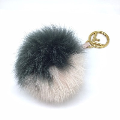FENDI Pompom Fox Fur Leather Gold Tone Bag Charm Key Ring Pink Green Excellent  | eBay | eBay US