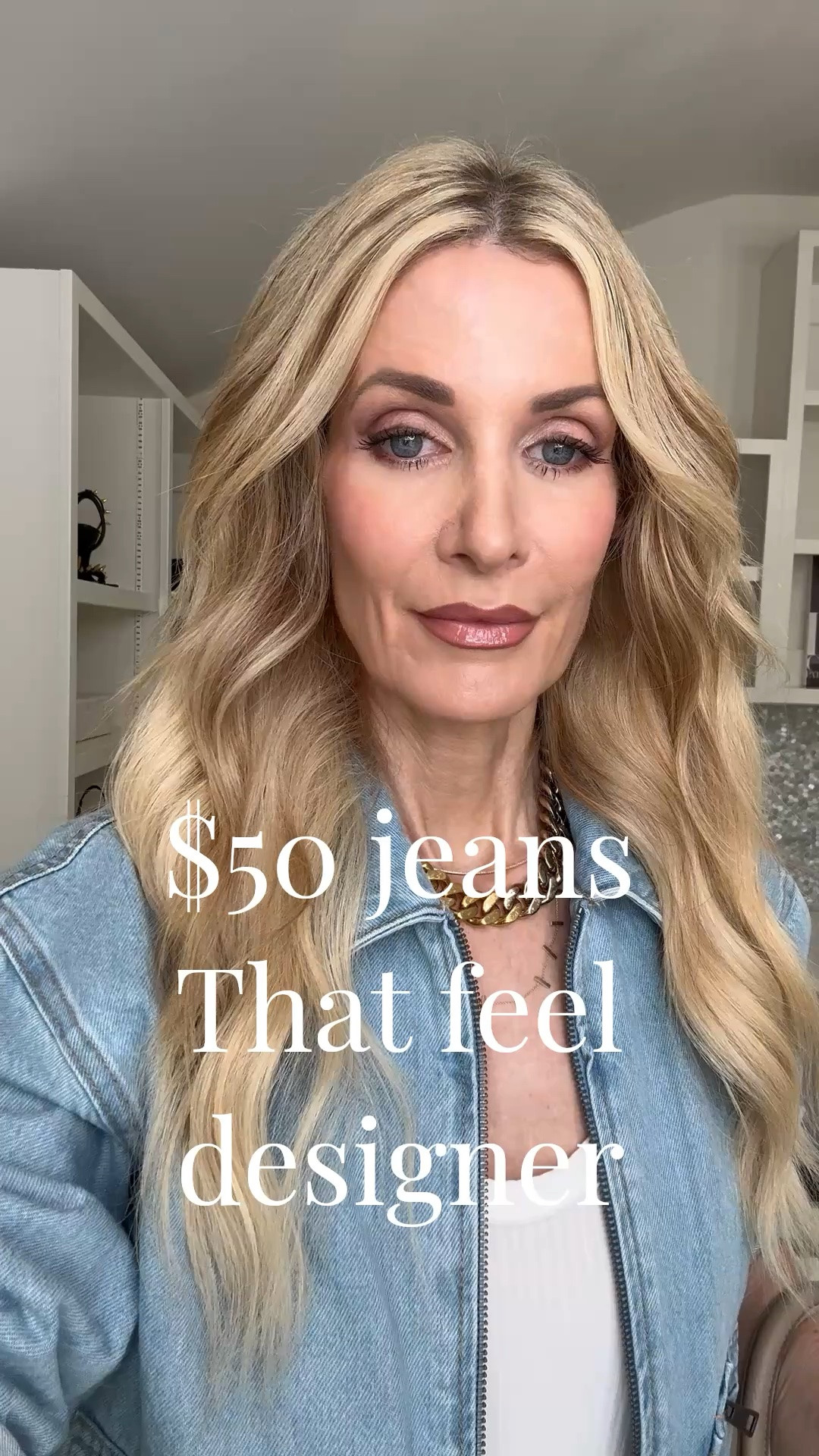 Outfit of the day 🤍 These $50 Quince jeans fit and feel like designer denim, and I love the flattering high-waisted bootcut silhouette ✨ Paired with this light blue Levi’s bomber jacket, it’s such an easy spring outfit for everyday wear. I’m wearing a 24 x 28 in the jeans and they fit TTS #LTKootd #LTKSeasonal #LTKOver40 

 