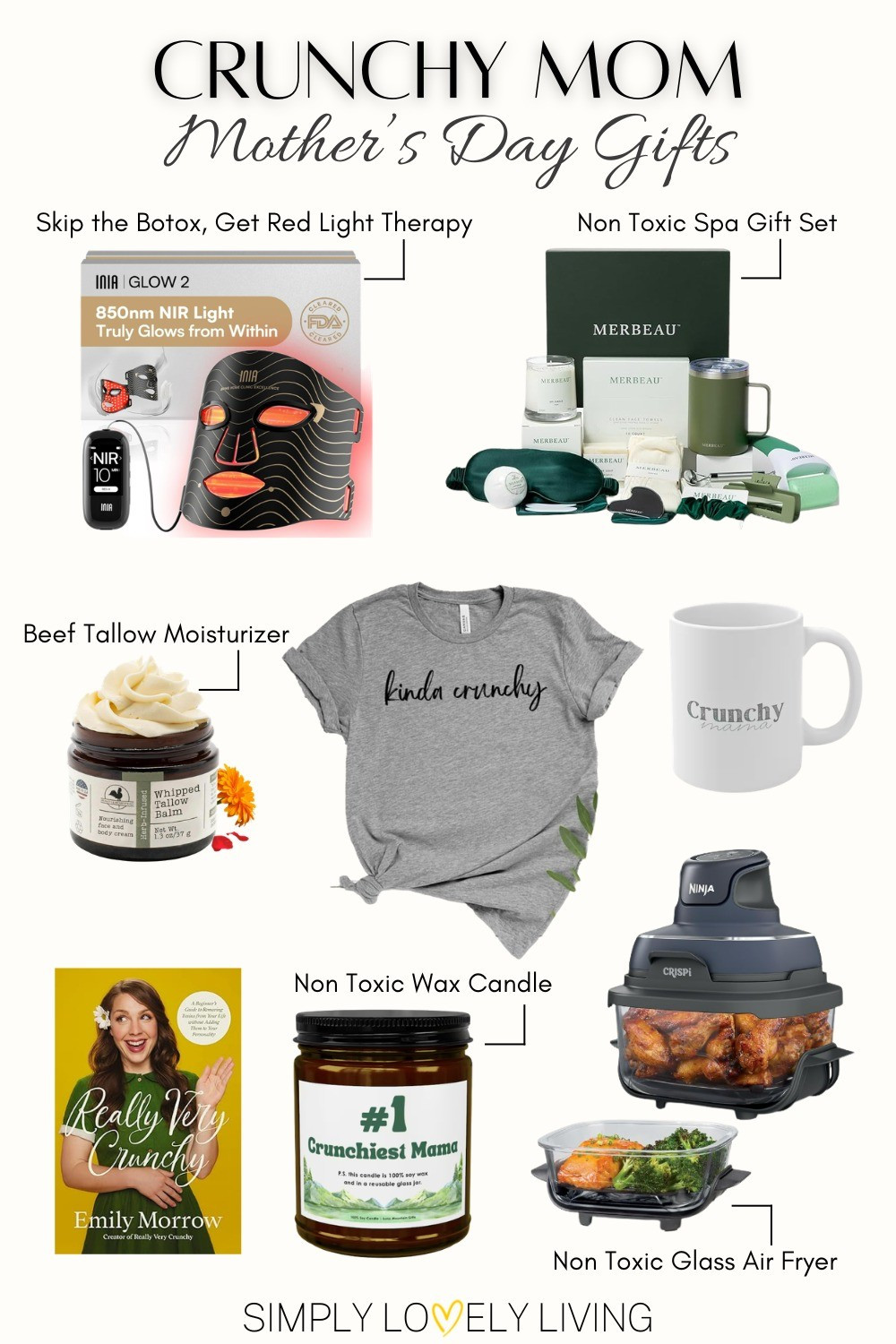 Crunchy Mom - Mother's Day gifts. Red light therapy mask Mom Toxic spa gift set. Beef tallow moisturizer. Kinda crunchy shirt. Crunchy mom mug. Really Very Crunchy book. Non Toxic soy wax candle. Non toxic glass air fryer. #LTKfinds #mothersday

#LTKMothersDay #LTKOver40 #LTKselfcare
