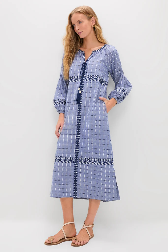 Azure Ikat Embroidered Wynne Dress | Tuckernuck (US)