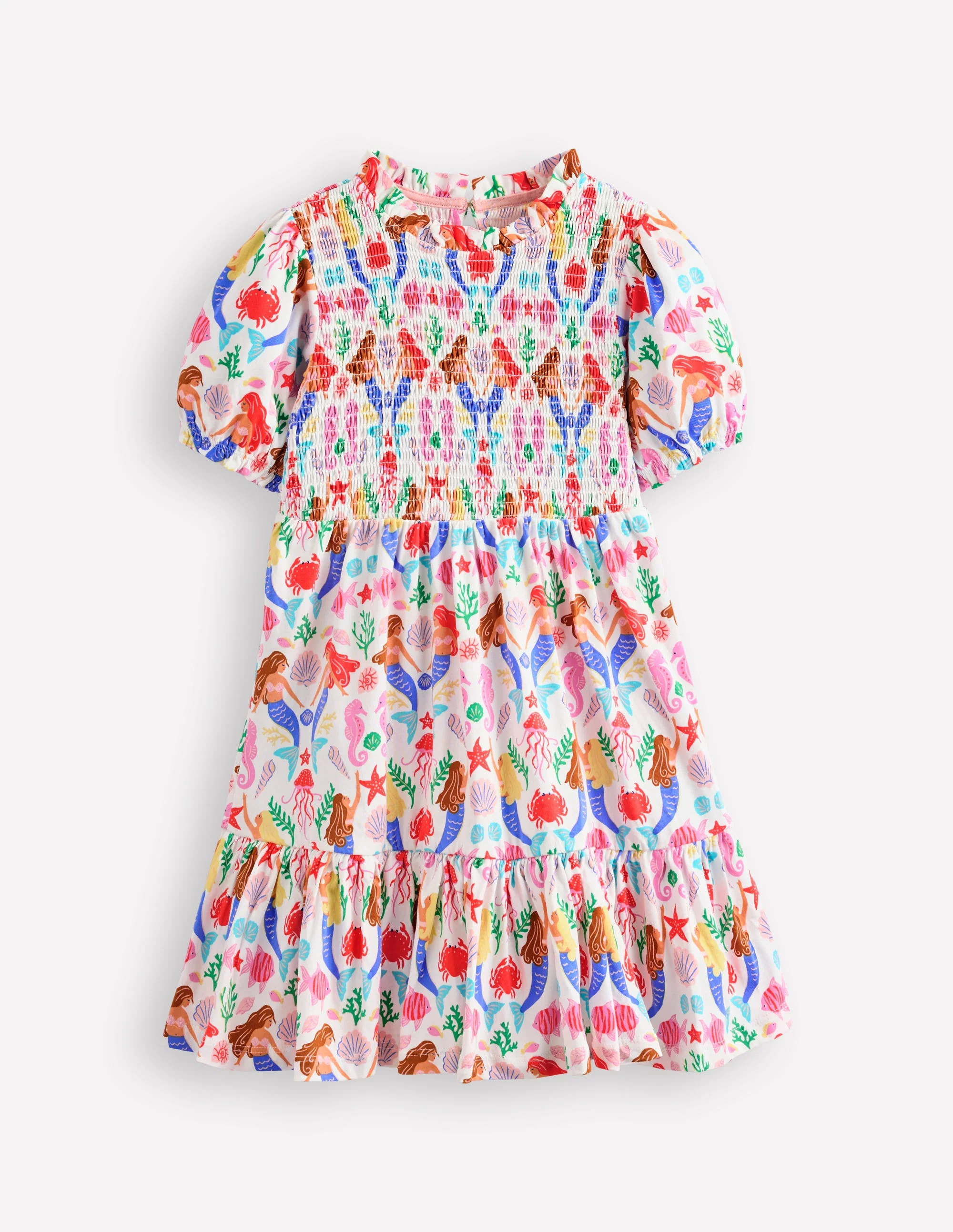 Aurora Shirred Twirly Dress-Ivory Mermaids | Boden (US)