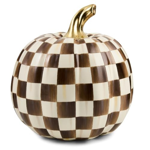 MACKENZIE-CHILDS Resin Pumpkin, Dark-Brown-and-White Chocolate Check | Amazon (US)