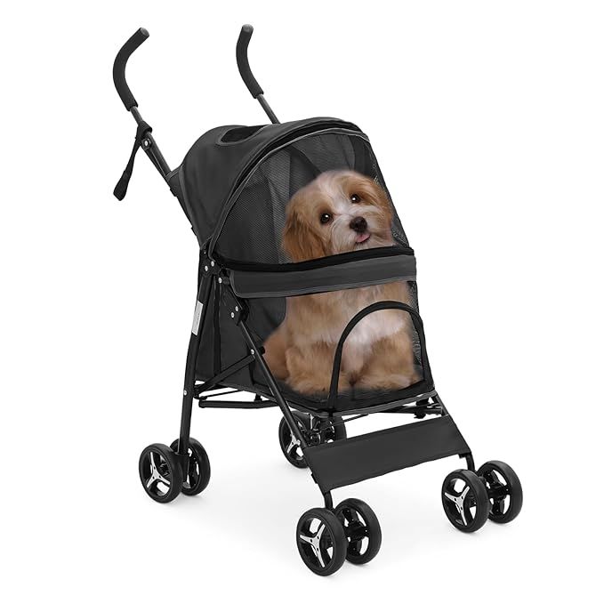 MoNiBloom 4 Wheels Pet Stroller, Easy-Fold Puppy Cage Jogger Stroller with Sun Cover, Pad and Rea... | Amazon (US)