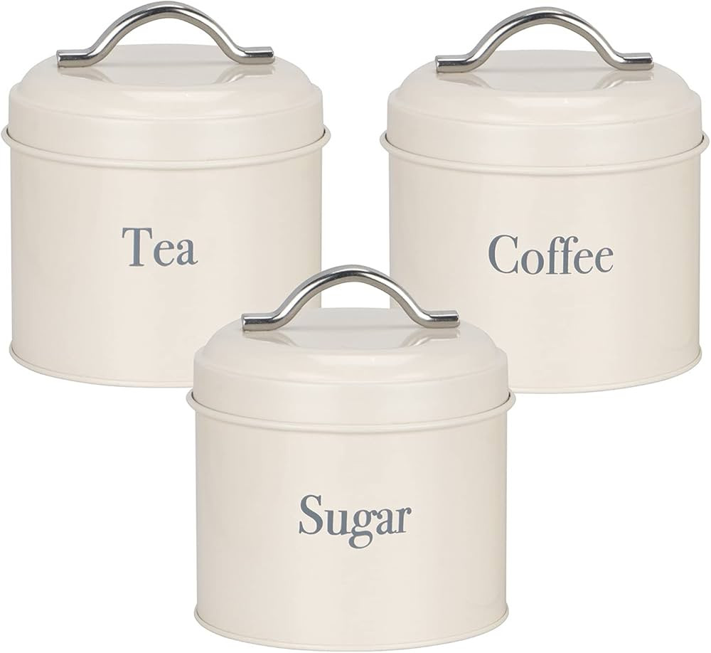 WiseAccordio® Set of 3 Mini Cream Tea Coffee Sugar Canisters| Vintage Style Kitchen Storage Set ... | Amazon (UK)