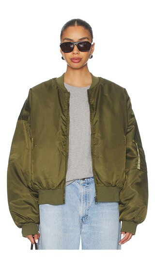 LIONESS Essential Bomber Jacket in Green. - size S | Revolve Clothing (Global)