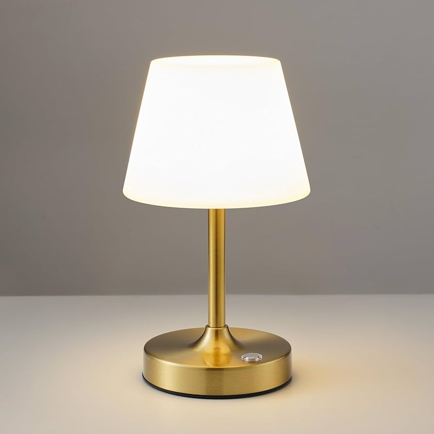 PUSU Cordless LED Gold Small Table Lamp, Waterproof Shower Light with 4000mAh Battery, Portable R... | Amazon (US)