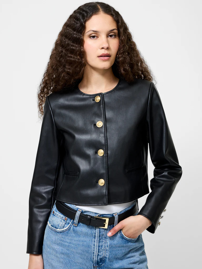 Dessa Vegan Leather Cropped Jacket | French Connection (US)