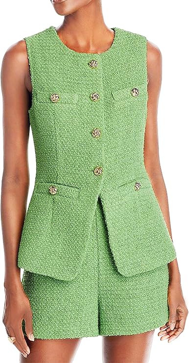 Women's 2025 Summer Tweed Vest Tops Y2K Long Sleeveless Lightweight Fashion Fully-Lined Elegant C... | Amazon (US)
