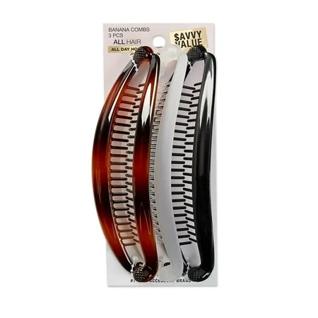 Scunci Large Banana Hair Clips Tortoise Shell White & Black 3 Count | Walmart (US)