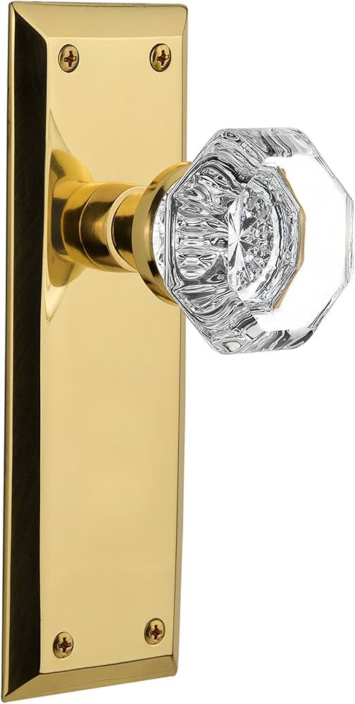 Nostalgic Warehouse New York Plate with Waldorf Crystal Knob, Privacy - 2.375", Polished Brass | Amazon (US)