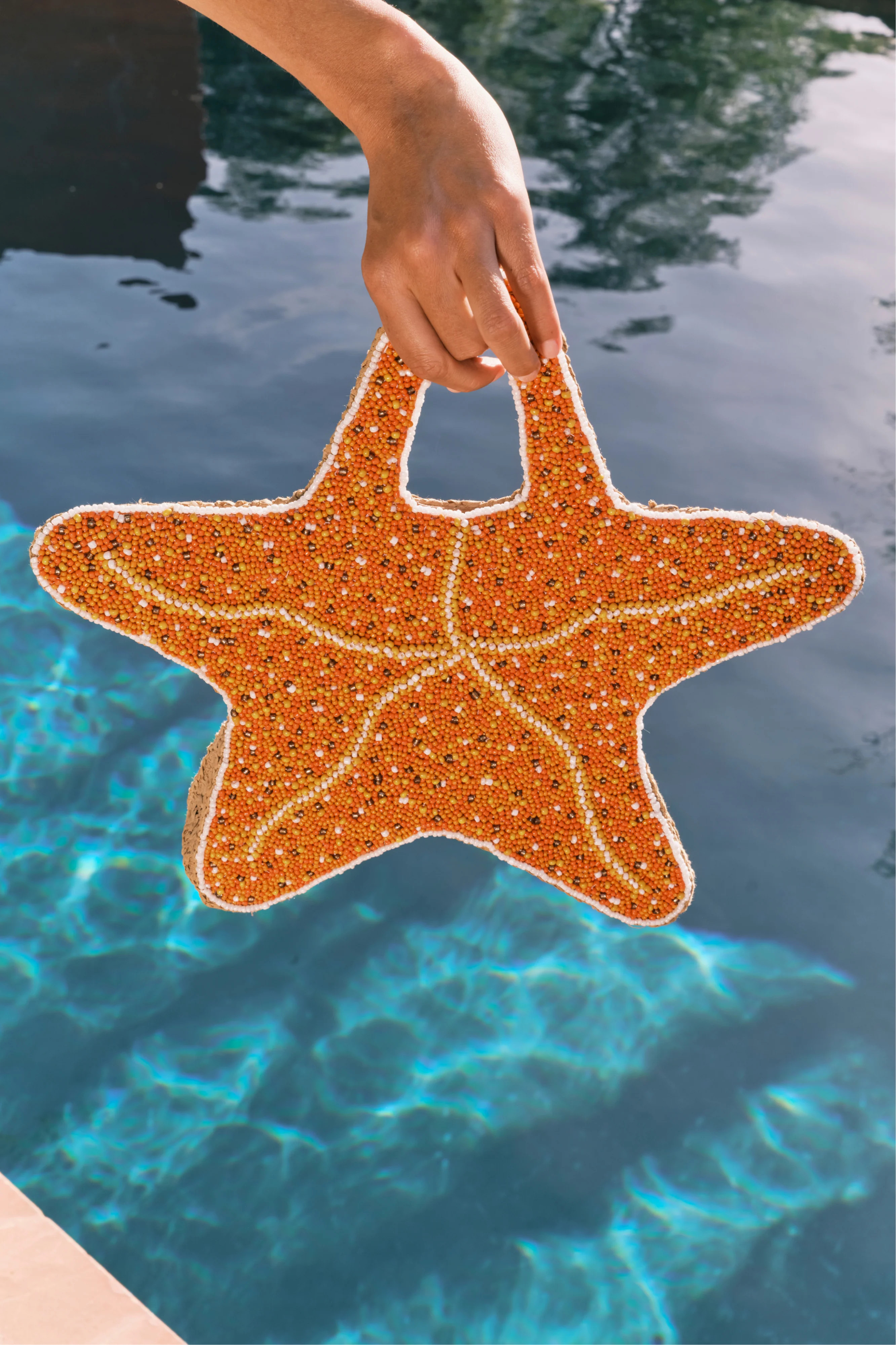 Beaded Starfish Bag In Orange/Natural | Simon Miller