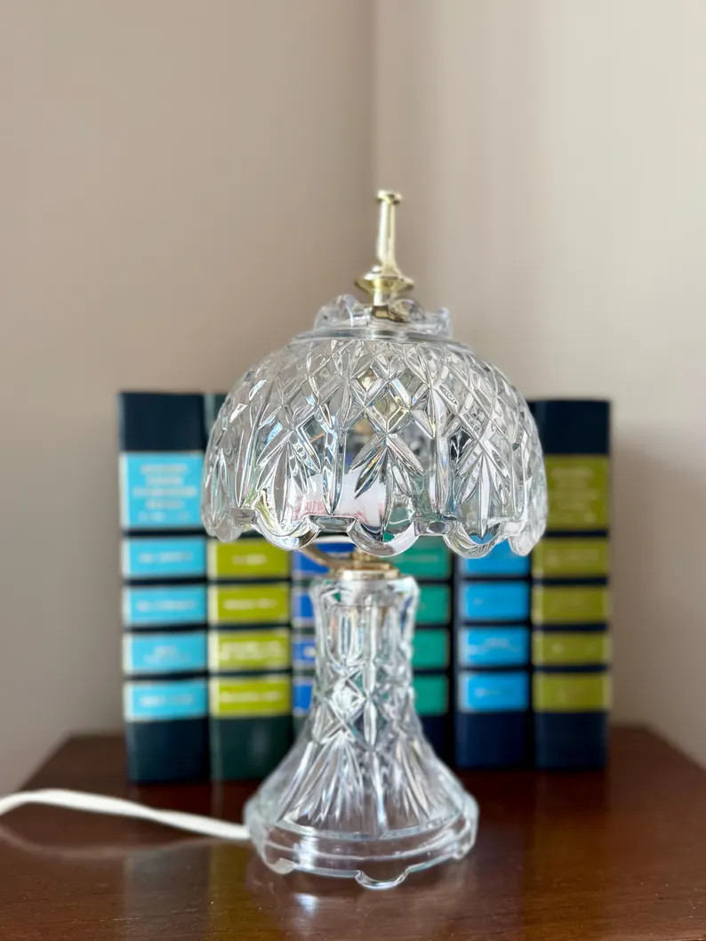 Vintage Lead Crystal Boudoir Lamp - Etsy | Etsy (US)