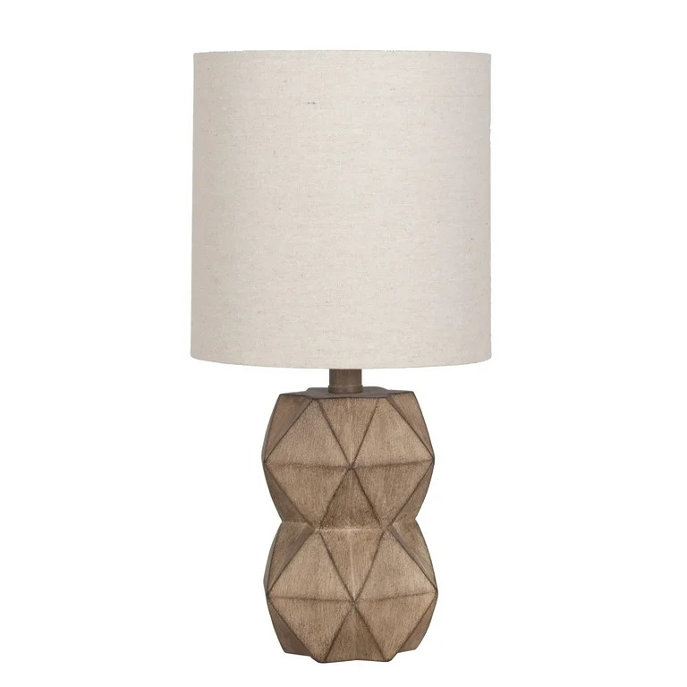 Better Homes & Gardens Weathered Wood Faceted Faux Wood Table Lamp, 15.75"H | Walmart (US)