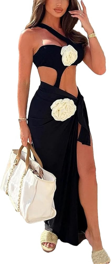 Women's One Shoulder Tropical Monokini - Floral Design | Amazon (US)