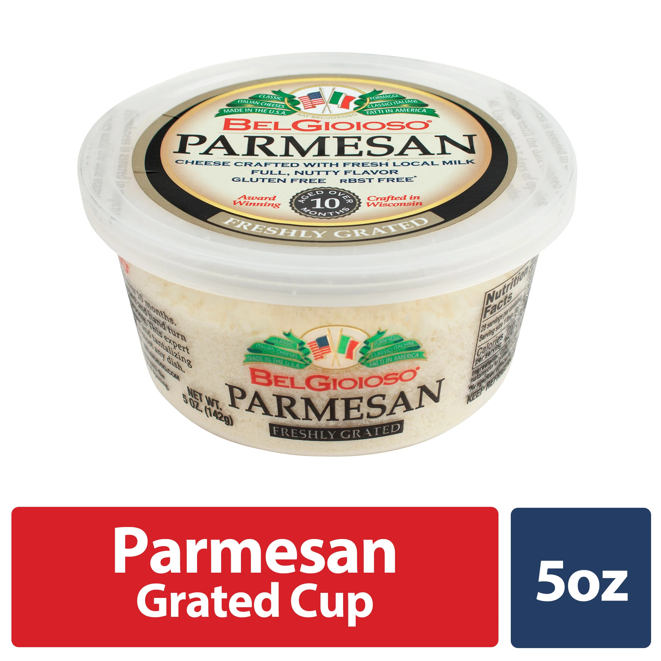 BelGioioso Freshly Grated Parmesan Cheese, Refrigerated 5 oz Plastic Cup | Walmart (US)
