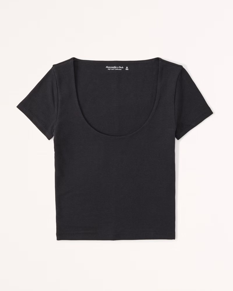 Short-Sleeve Cotton Seamless Fabric Scoopneck Top | Abercrombie & Fitch (US)