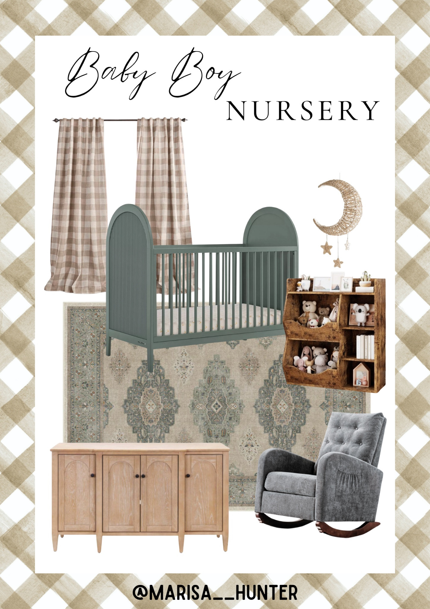 Baby boy nursery 

Crib area rug dresser rocking chair bookshelf curtains modern cottage aesthetic rustic cozy vibe green evergreen fog 

#LTKBaby #LTKHome #LTKBump