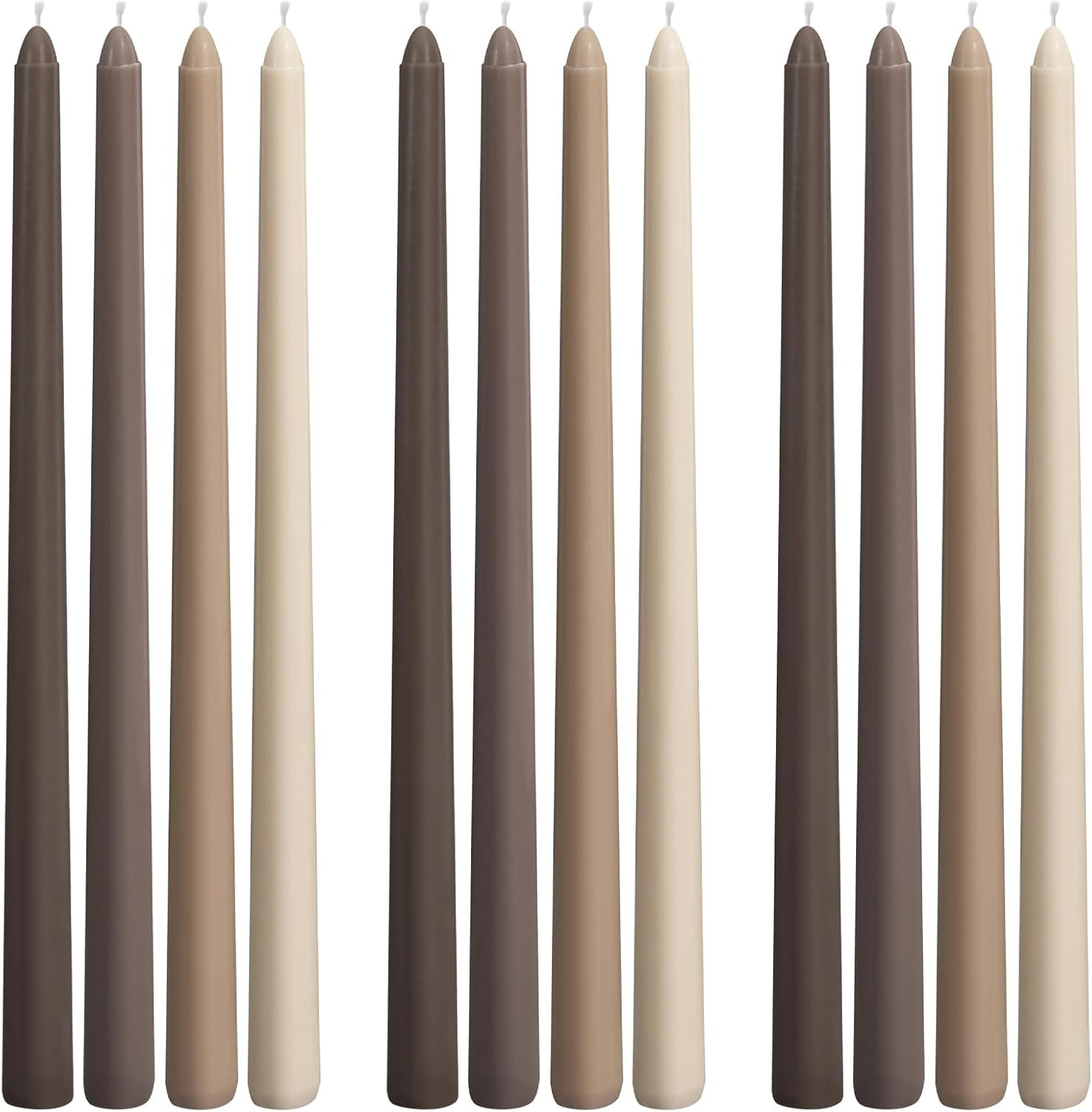12 Inch Brown Taper Candles Set of 12 Unscented Smokeless Long Tall Tapered Candle for Candlestic... | Amazon (US)