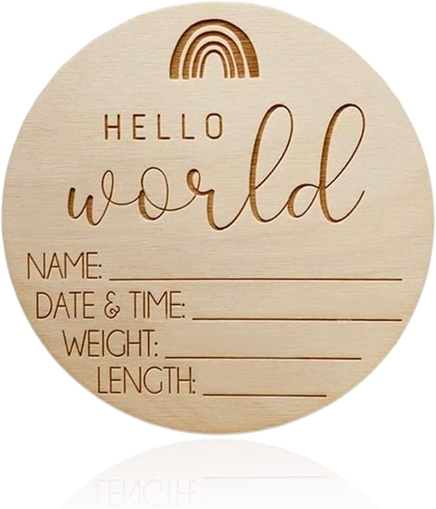 Rainbow Wooden Baby Announcement Sign - Hello World Newborn Gift - Share Baby's Birth Information... | Amazon (US)