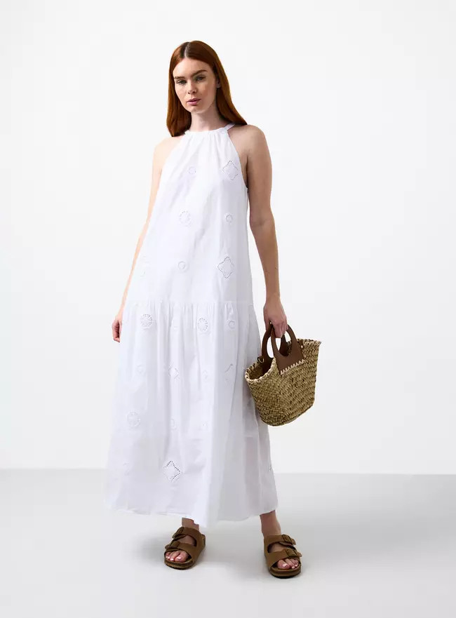 Buy White Crochet Patch Midaxi Shift Dress 22 | Midaxi | Tu | Tu Clothing