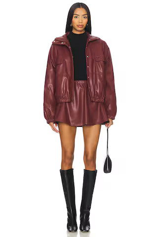 Jordan Faux Leather Jacket in Oxblood | Revolve Clothing (Global)