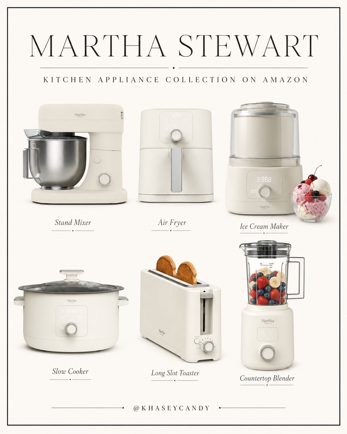 The Martha Stewart kitchen appliance collection on Amazon is so aesthetically pleasing 🤍

The linen cream color is giving elevated, cozy kitchen vibes and I love that the pieces actually look pretty enough to leave on the counter. 

 #AmazonFinds #MarthaStewart #KitchenFinds #HomeFinds #AmazonHome #KitchenEssentials #KhaseyCandy #LTKfoodie #LTKHome #LTKSaleAlert