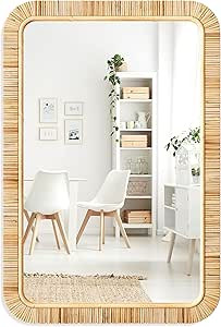 Barnyard Designs Rattan Bathroom Mirror – Rustic Farmhouse Style Handmade Wicker Rattan Frame -... | Amazon (US)