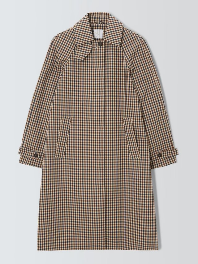 John Lewis Check Cotton Mac Trench Coat, Beige/Multi | John Lewis (UK)