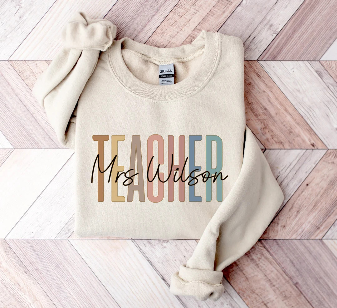 Custom Teacher Sweatshirt Teacher Mrs Sweatshirt Cute - Etsy | Etsy (US)
