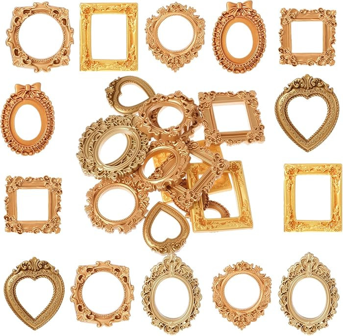 14PCS Vintage Resin Picture Frames, Mini Picture Frames Antique Small Pictures Frame, Oval Rectan... | Amazon (US)