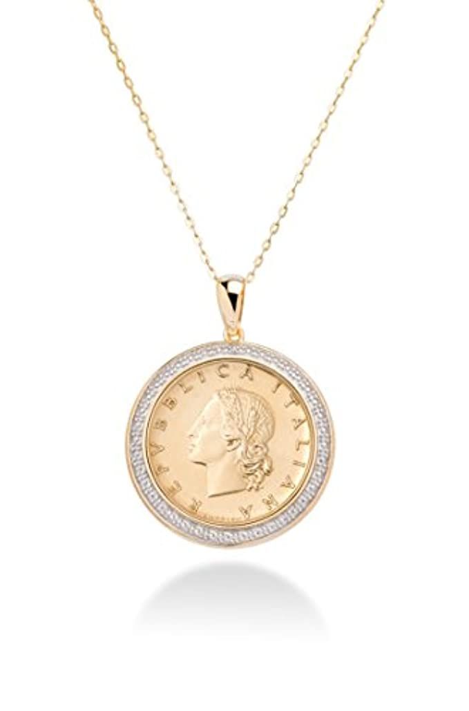 MiaBella 18K Gold Over 925 Sterling Silver Diamond Accent Genuine Italian 20 Lira Coin Pendant Neckl | Amazon (US)