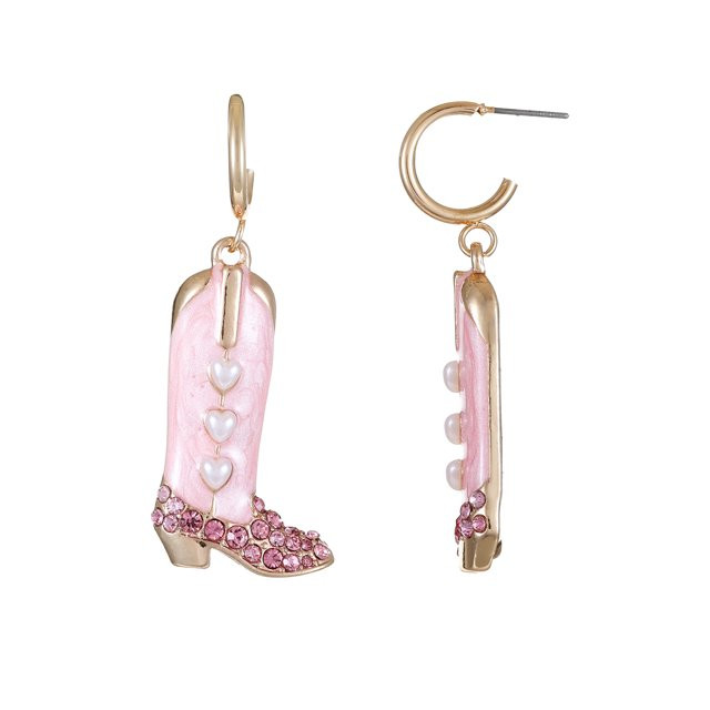 Packed Party Pearl Heart Pink Cowboy Boot Hoops, 1 Pair | Walmart (US)