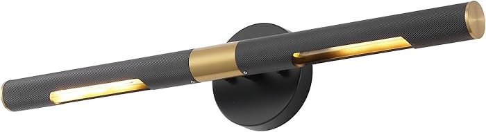 Modern Picture Light 24 inches Brushed Brass Gold Black Wall Sconce with Knurled Texture Cylinder... | Amazon (US)